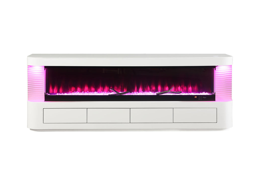 LUKEN - 71" TV Stand w/ Electric Fireplace - FM-AC8010WH-TV