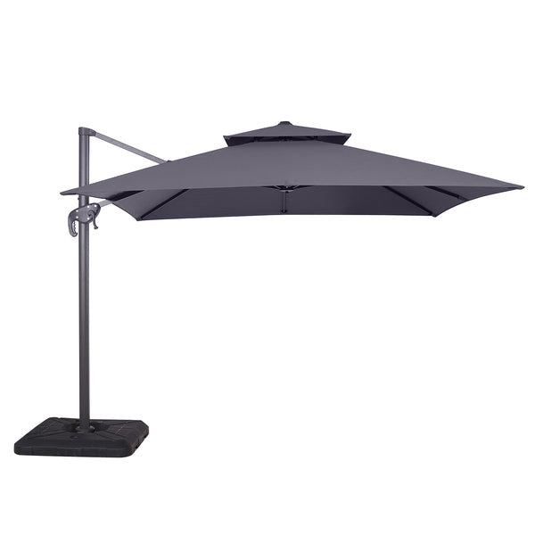 HERO - 10' Square Umbrella, Double Top, Gray + Base - LA-A028GY+BASE