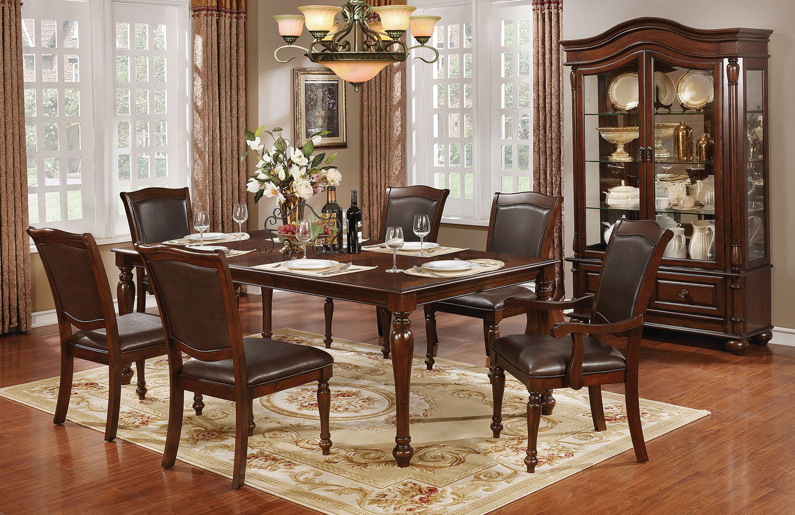 SYLVANA - 7 Pc. Dining Table Set (2AC+4SC) - CM3453T-7PC