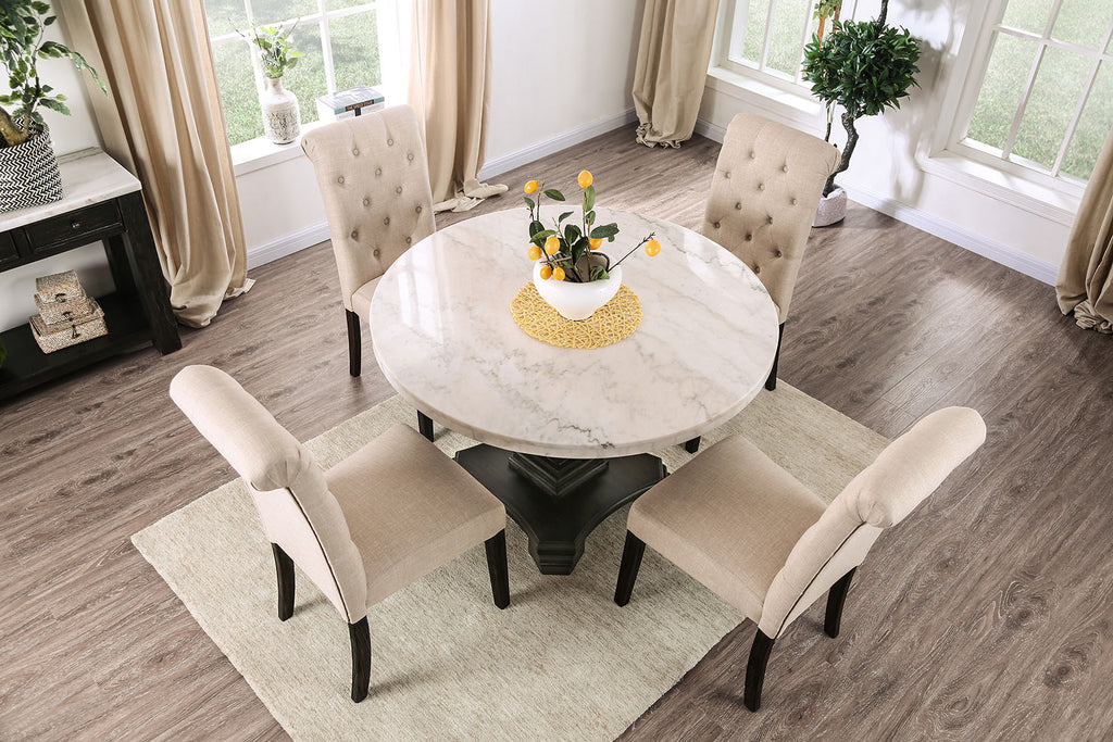 ELFREDO - 5 Pc. Round Dining Table Set - CM3755RT-5PC-IV