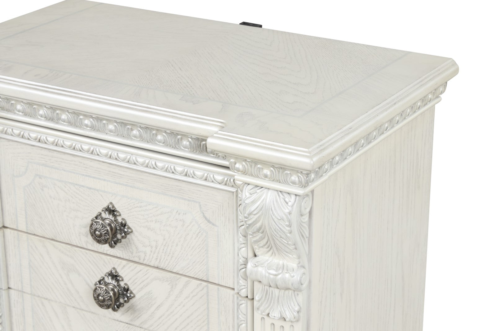 PROMENADE - Nightstand w/ Hidden Drawer USB A-C, Wire Brushed White - FM70001WH-N