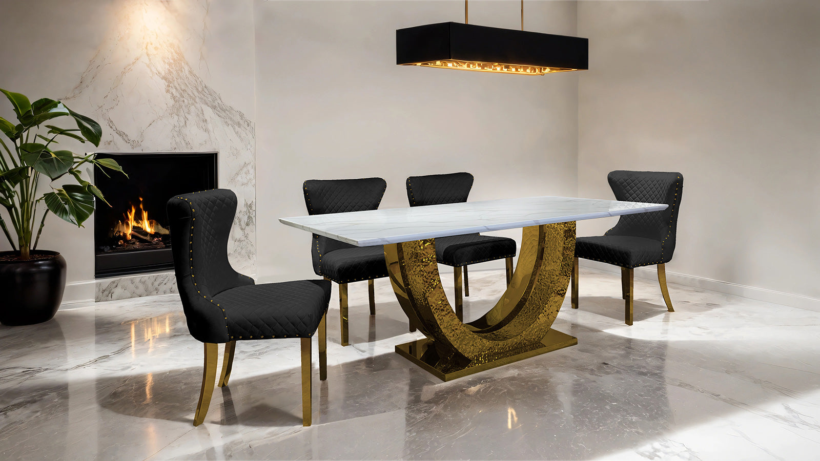 PORTANOVA - Gold Chair (2/CTN) - FM33015BK-SC-2PK