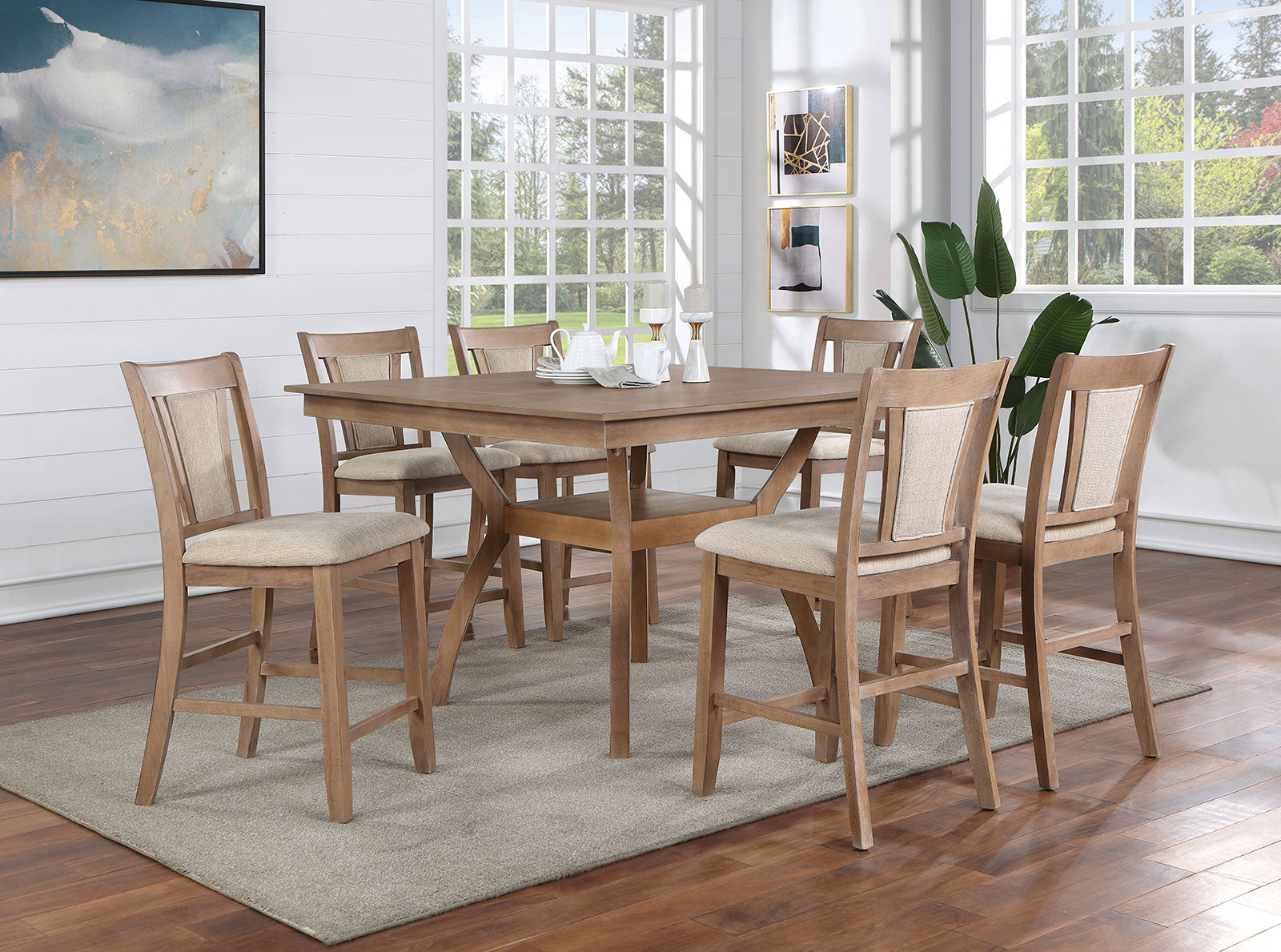 UPMINSTER - 7 Pc. Counter Ht. Table Set - CM3984NT-PT-7PC