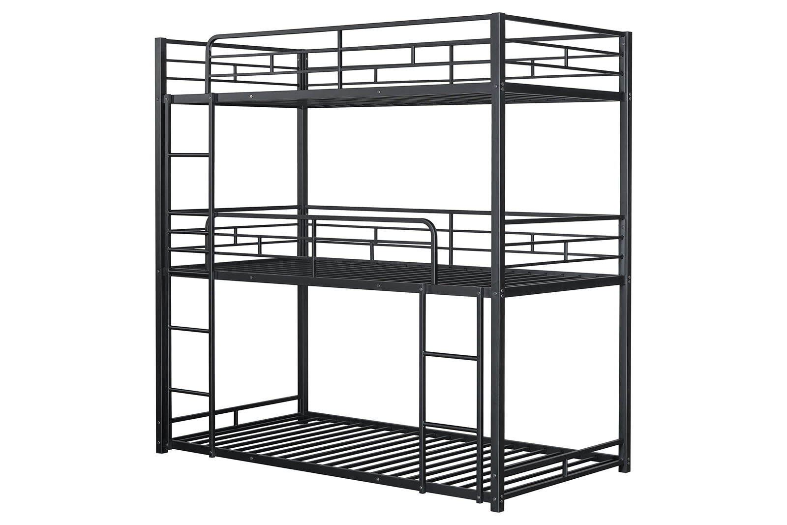 FELGU - Triple Twin Metal Bunk Bed, Black - FM-BK909BK-T-BED