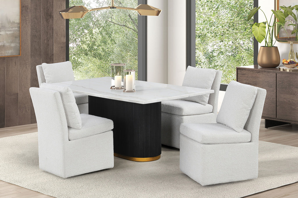 MORGES - Rect Dining Marble Table - FM3432WH-T-TABLE