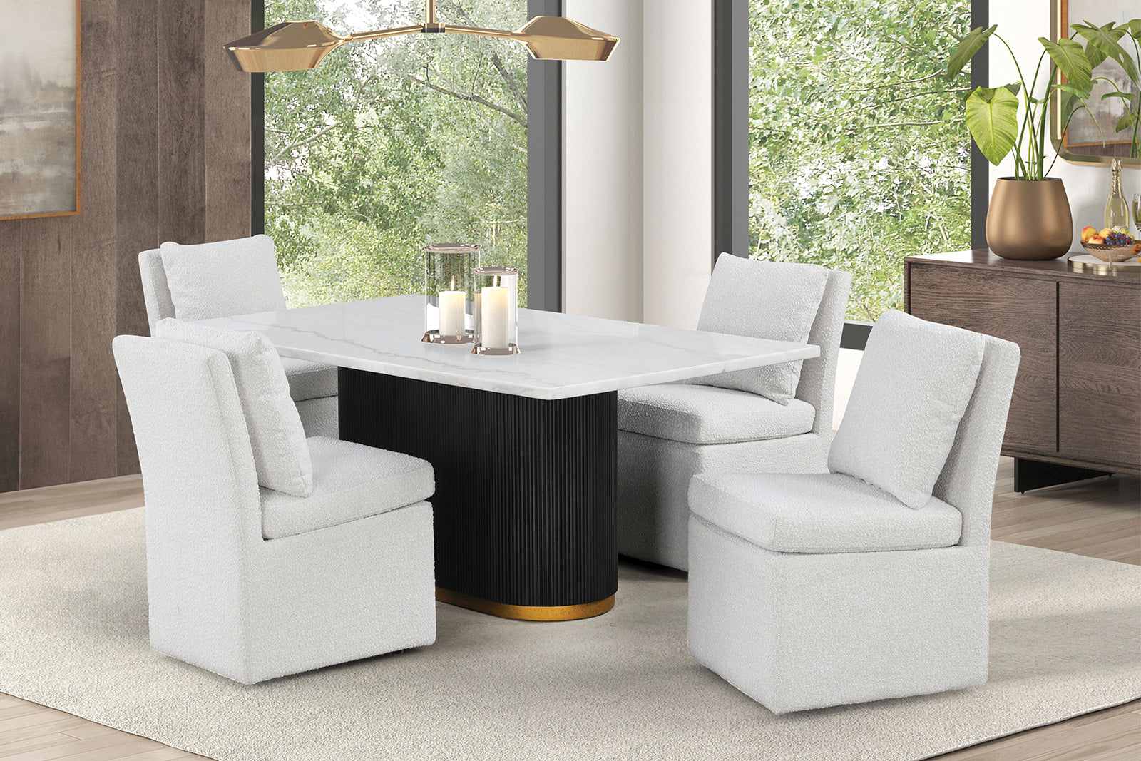 MORGES - Rect Dining Marble Table - FM3432WH-T-TABLE