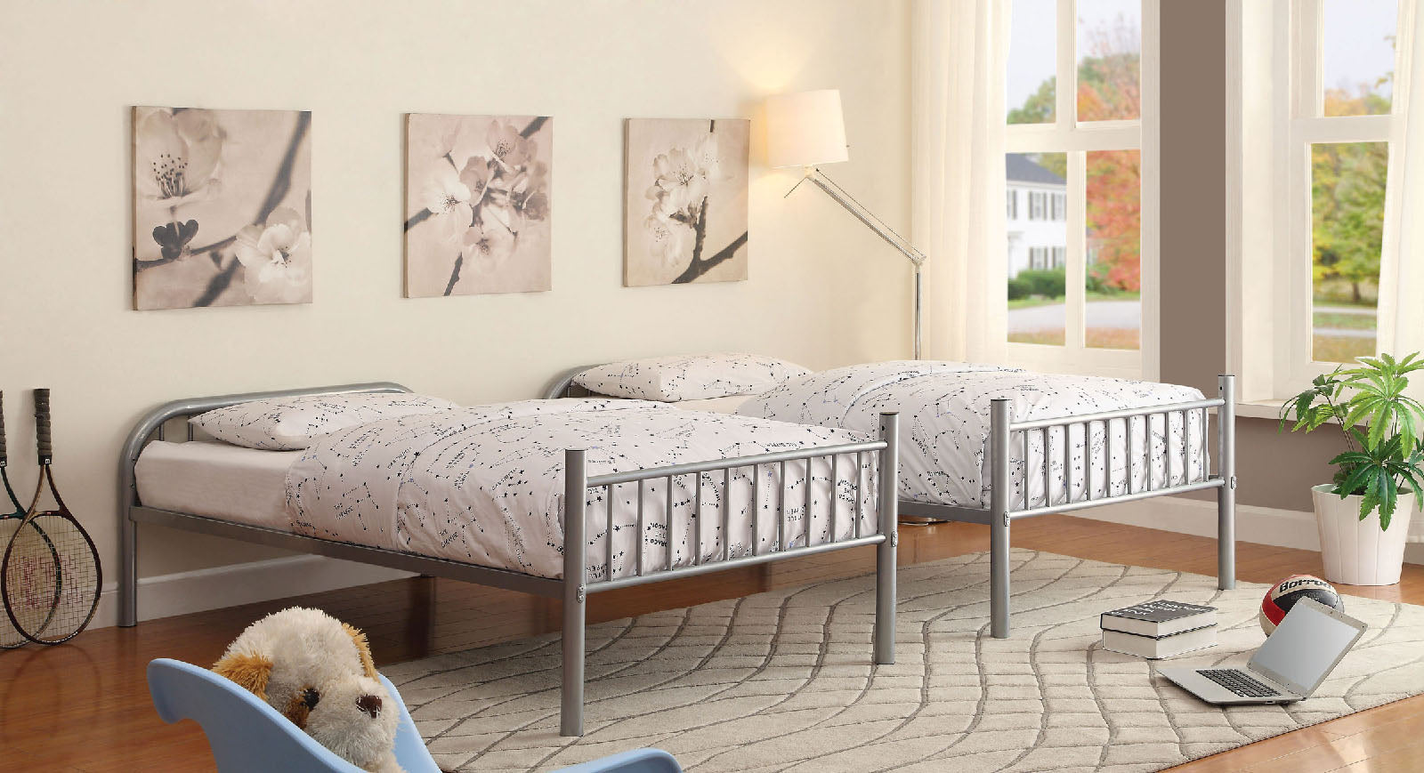 RAINBOW - Metal Twin/Twin Bunk Bed - CM-BK1035SV