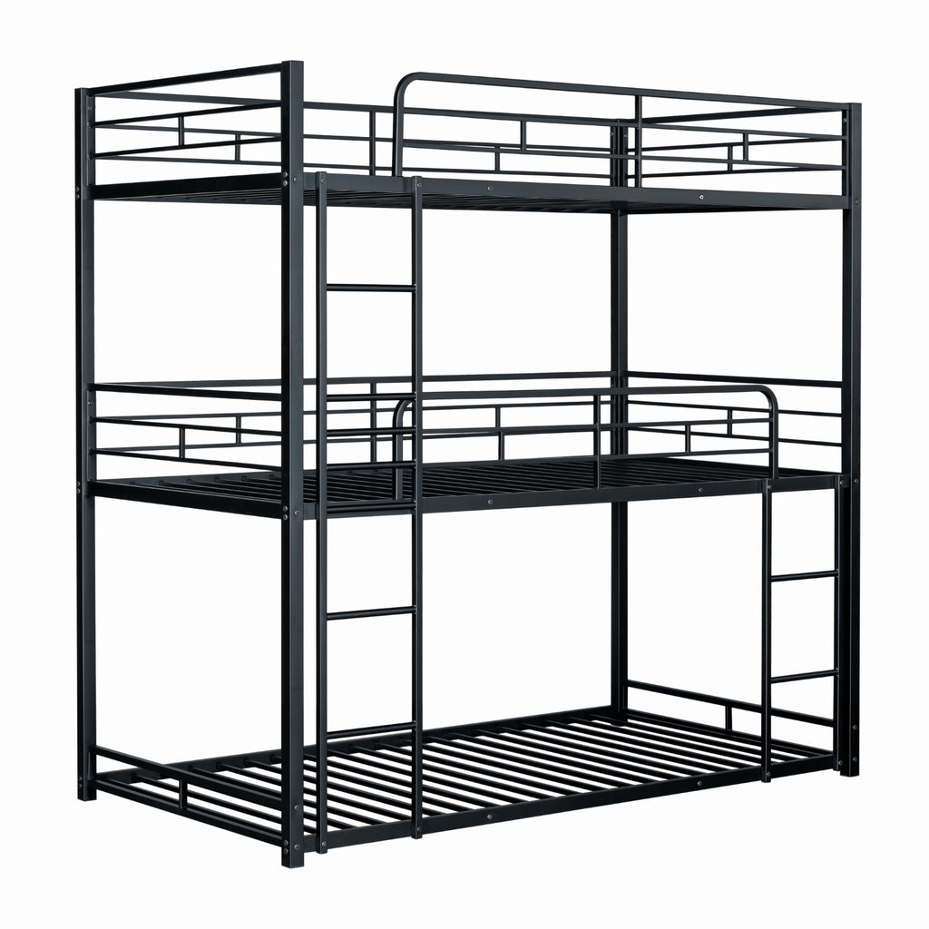 FELGU - Triple Twin Metal Bunk Bed, Black - FM-BK909BK-T-BED