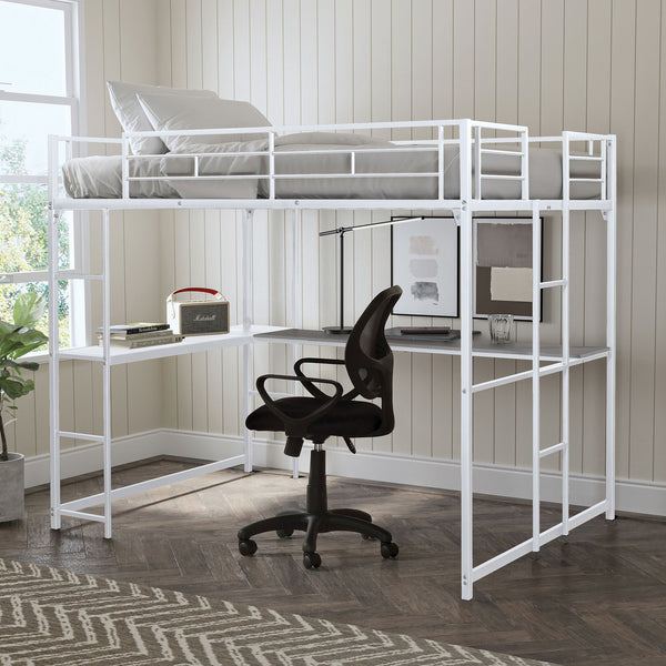 CYBILL - Full Loft Bed, White - FM-BK905WH-F-BED