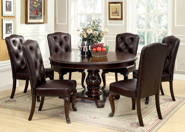 BELLAGIO - Table + 6 Leatherette Chairs - CM3319RT-7PC-LEATHER