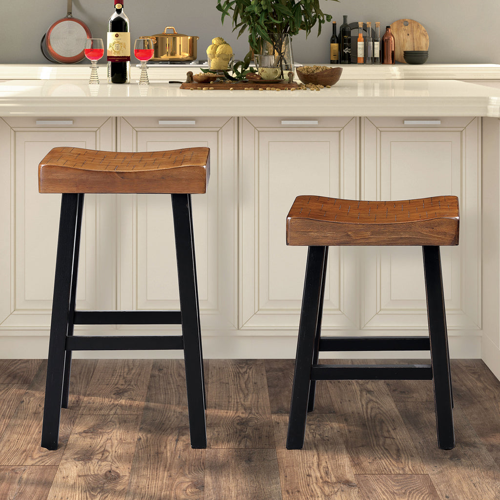 BIASCA - 24" Stool, (2/CTN), Oak/Black - FM-BR3001BR-24-2PK