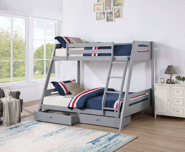 EMILEE - Twin/Full Bunk Bed, Gray - FM-BK003GY-BED