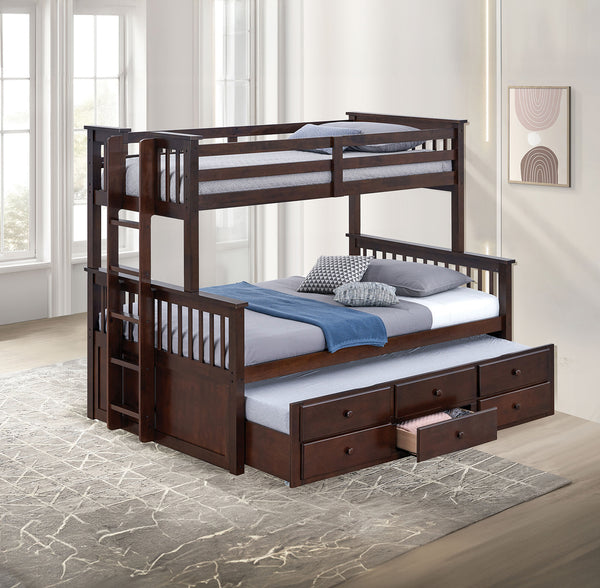 UNIVERSITY - Twin/Full Bunk Bed, Dark Walnut - FM-BK458F-DW-BED