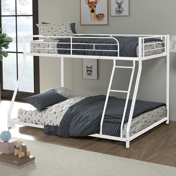 PANOS - Twin/Full Metal Bunk Bed (K/D), White - FM-BK901WH-TF