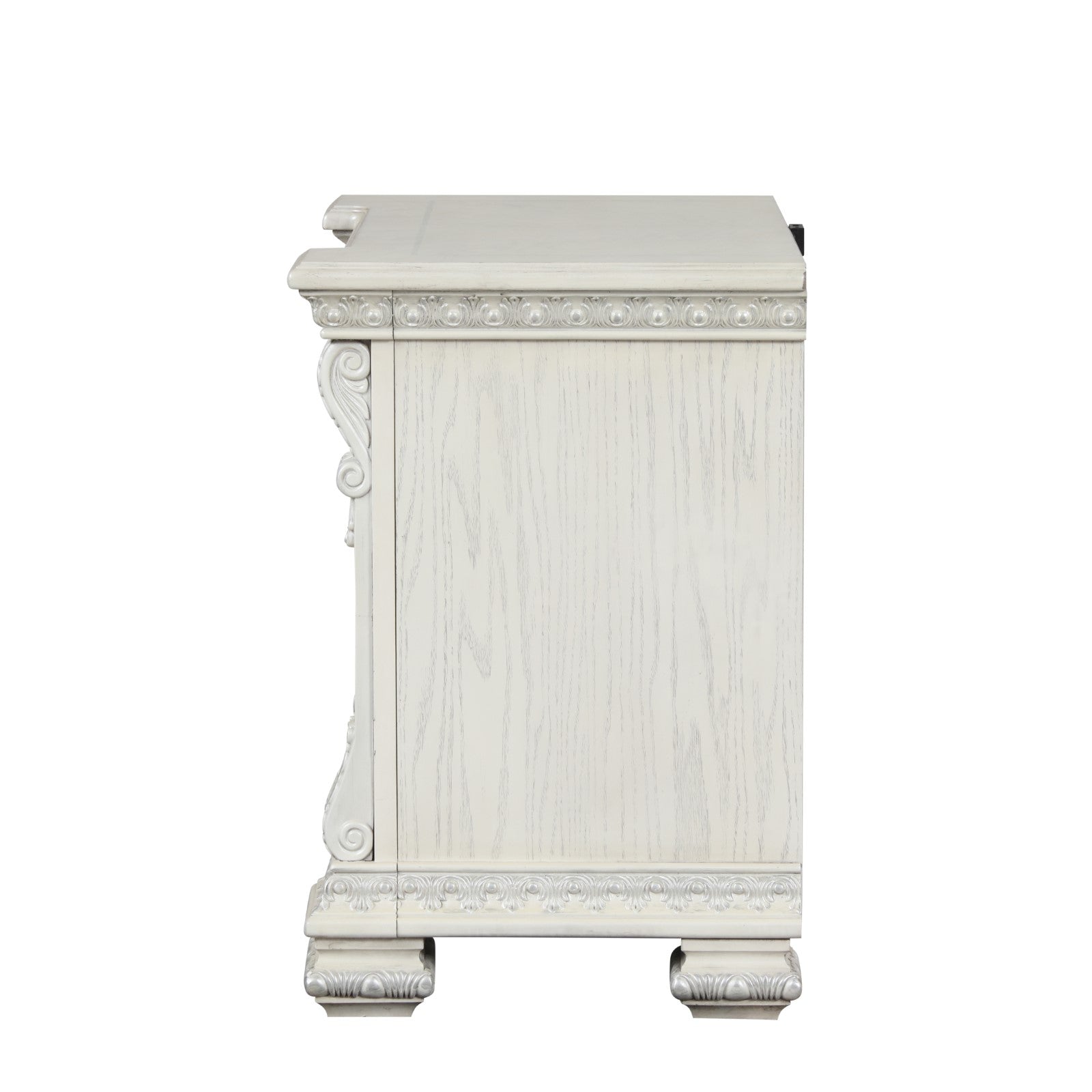 PROMENADE - Nightstand w/ Hidden Drawer USB A-C, Wire Brushed White - FM70001WH-N