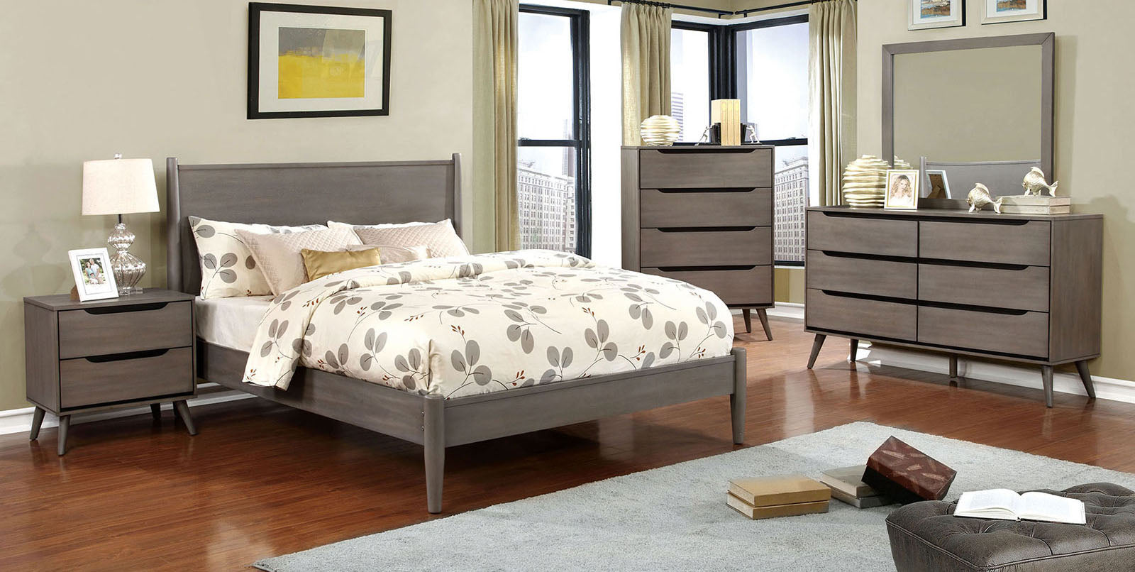 LENNART - 4 Pc. Queen Bedroom Set - CM7386GY-Q-4PC