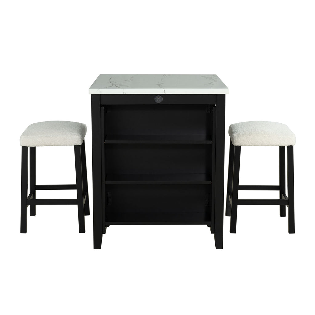 CHALCEDONY - 3 Pc. Counter Ht. Table Set w/ USB - SL3401BK-PT-3PK