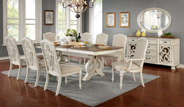 ARCADIA - 9 Pc. Dining Table Set (2AC+6SC) - CM3150WH-T-9PC