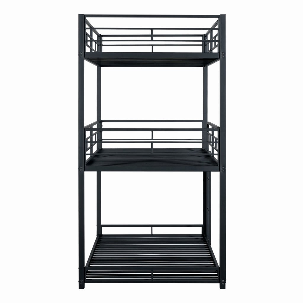 FELGU - Triple Twin Metal Bunk Bed, Black - FM-BK909BK-T-BED