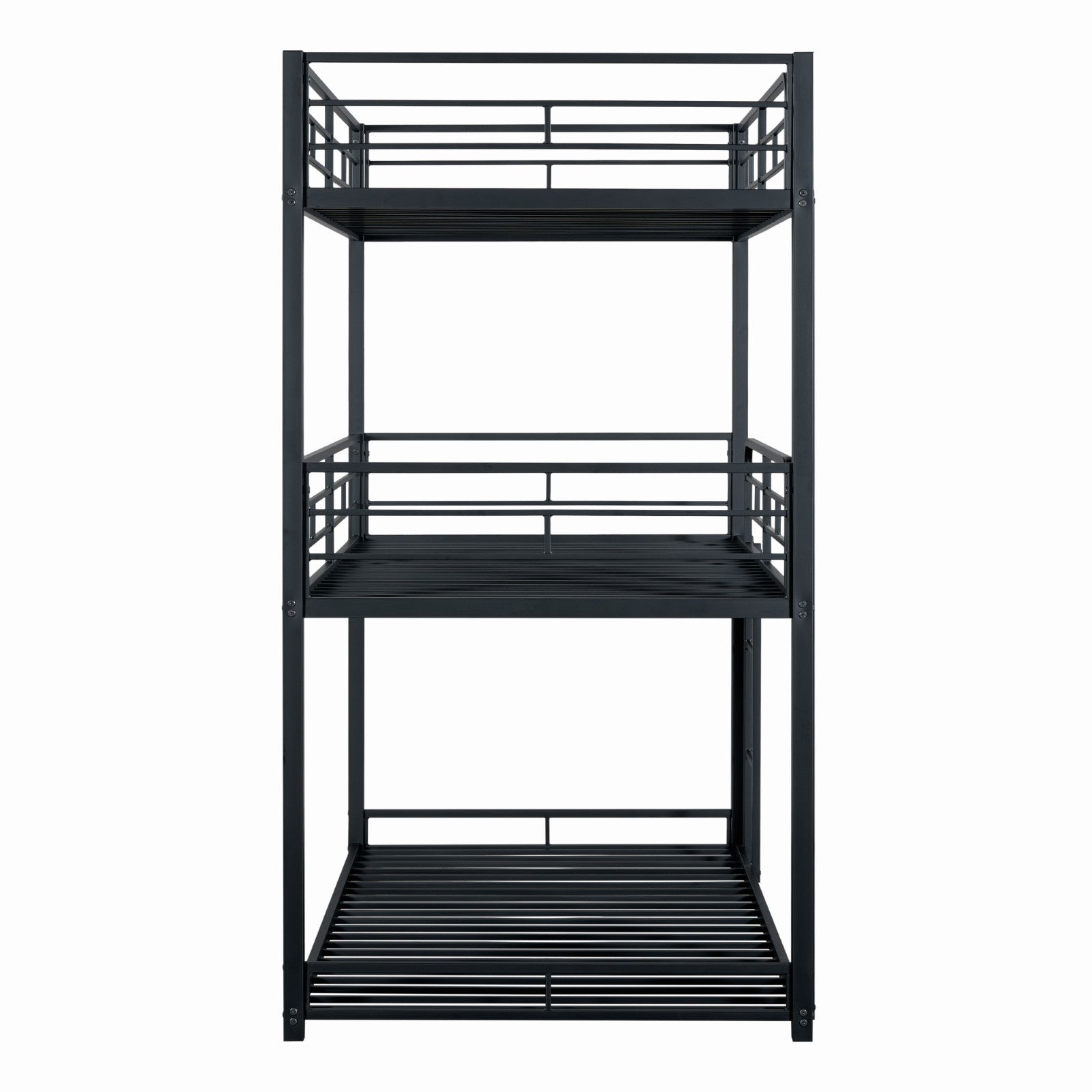 FELGU - Triple Twin Metal Bunk Bed, Black - FM-BK909BK-T-BED