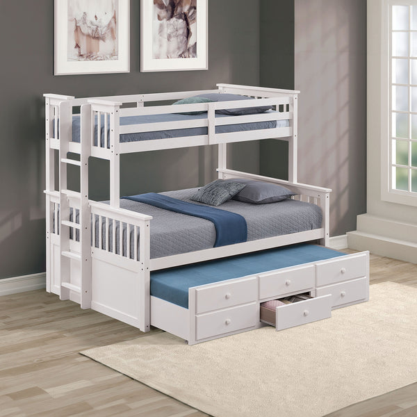 UNIVERSITY - Twin/Full Bunk Bed, White - FM-BK458F-WH-BED