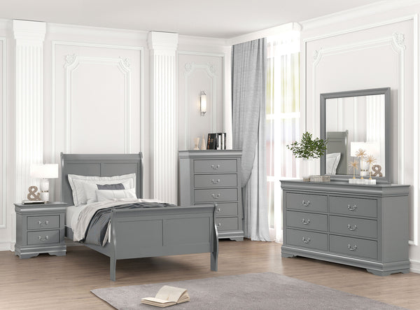 LOUIS PHILIPPE - Twin Bed, Gray - FM7866GY-T-BED