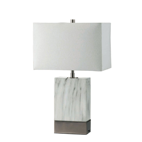 FAITH - 20"H White Marble Steel Table Lamp - L731197-SV