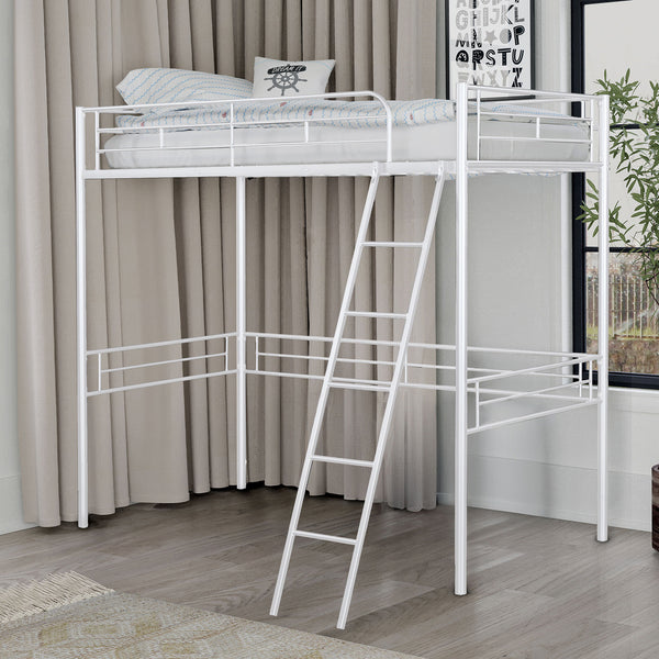 MYLES - Twin Loft Bed (K/D), White - FM-BK910WH-T
