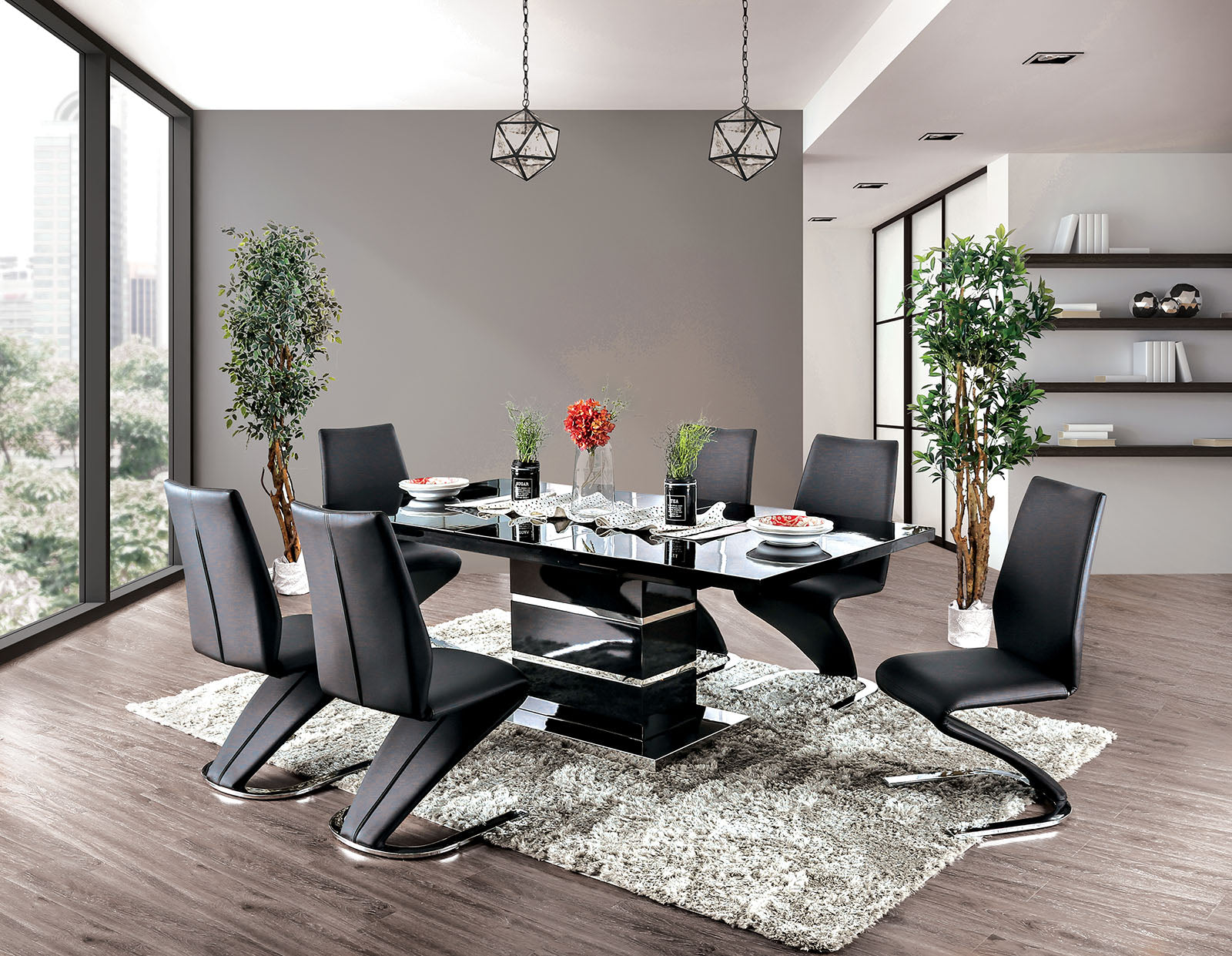 MIDVALE - 7 Pc. Dining Table Set - CM3650BK-T-7PC