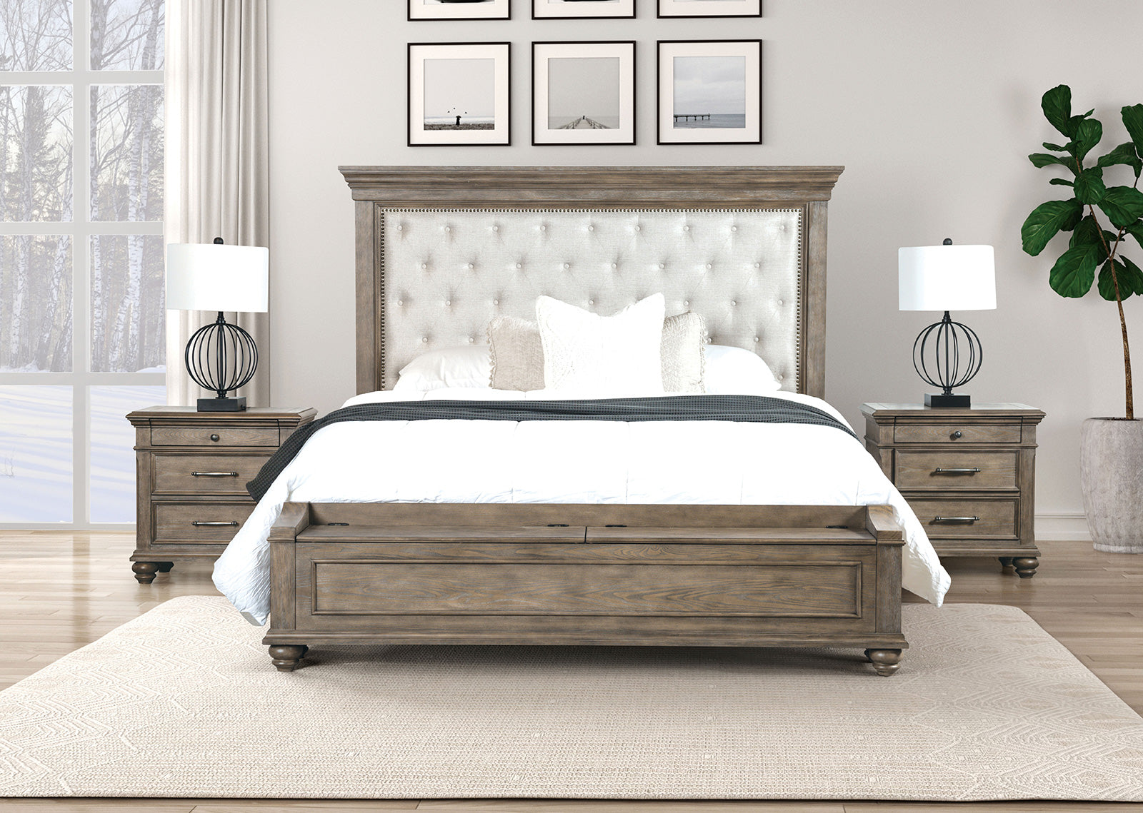 PHILOMATH - E.King Bed, Aged Oak - FM7430BR-EK-BED