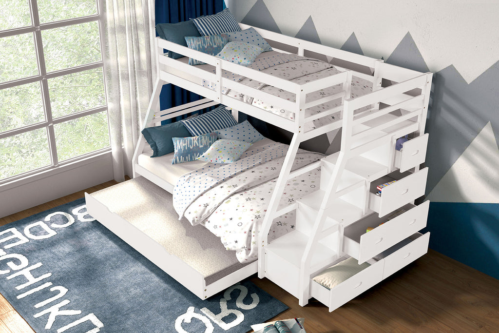 ELLINGTON - Twin/Full Bunk Bed+Trundle, White - FM-BK611WH-BED+TR