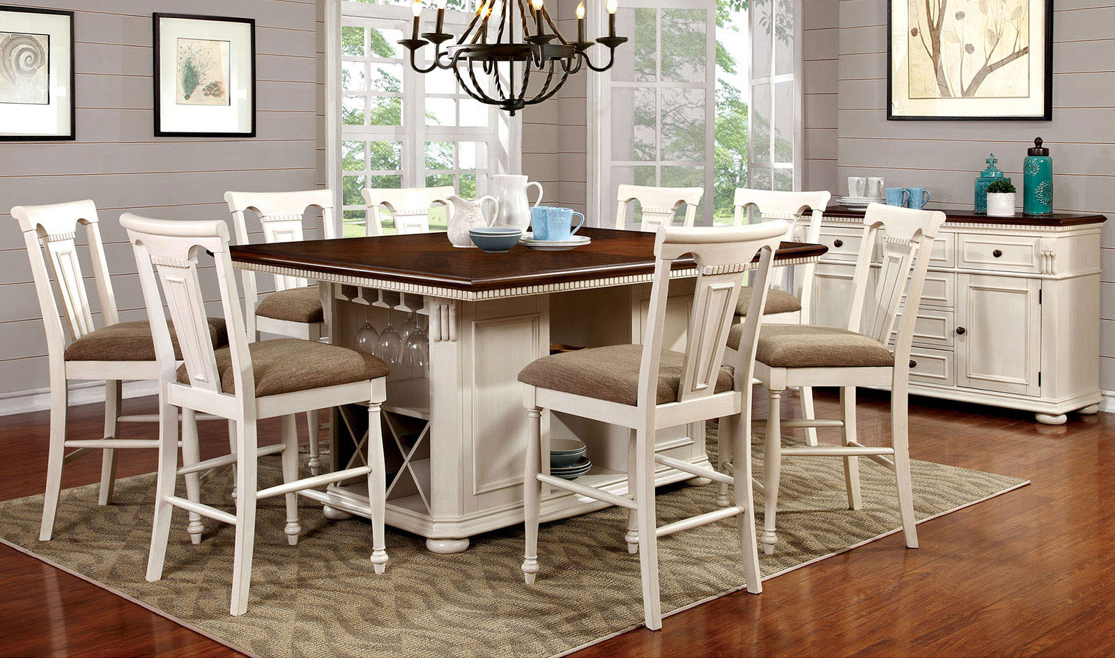SABRINA - 9 Pc. Counter Ht. Table Set - CM3199WC-PT-9PC
