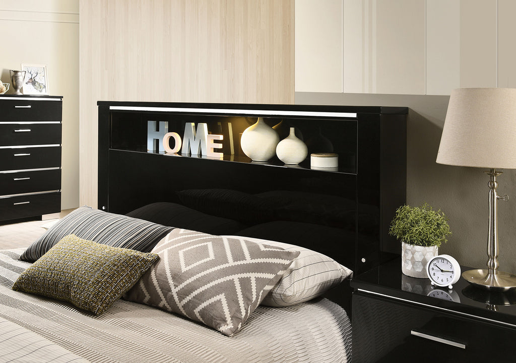 CARLIE - Cal.King Bed, Black - FOA7039CK-BED