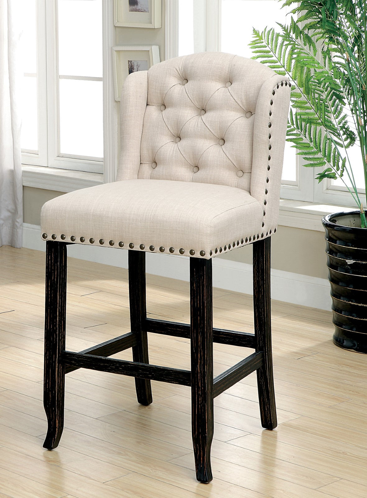 SANIA - Bar Ht. Wingback Chair (2/CTN) - CM3324BK-BCW-2PK