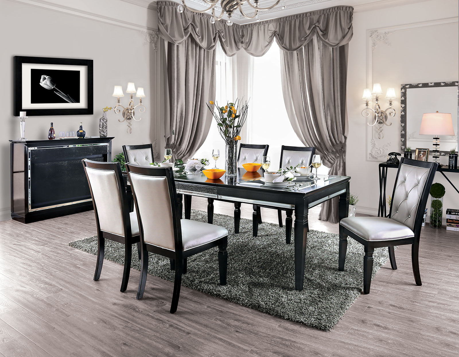 ALENA - 9 Pc. Dining Table Set - CM3452BK-T-9PC