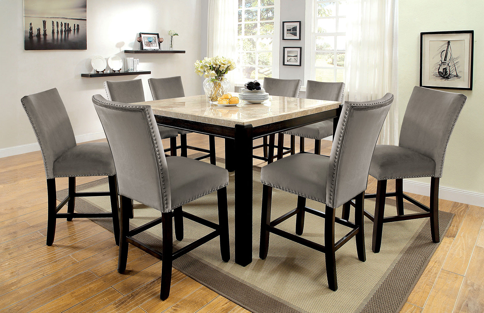 GLADSTONE - 7 Pc. Counter Ht. Table Set - CM3823PT-9PC-3744GY
