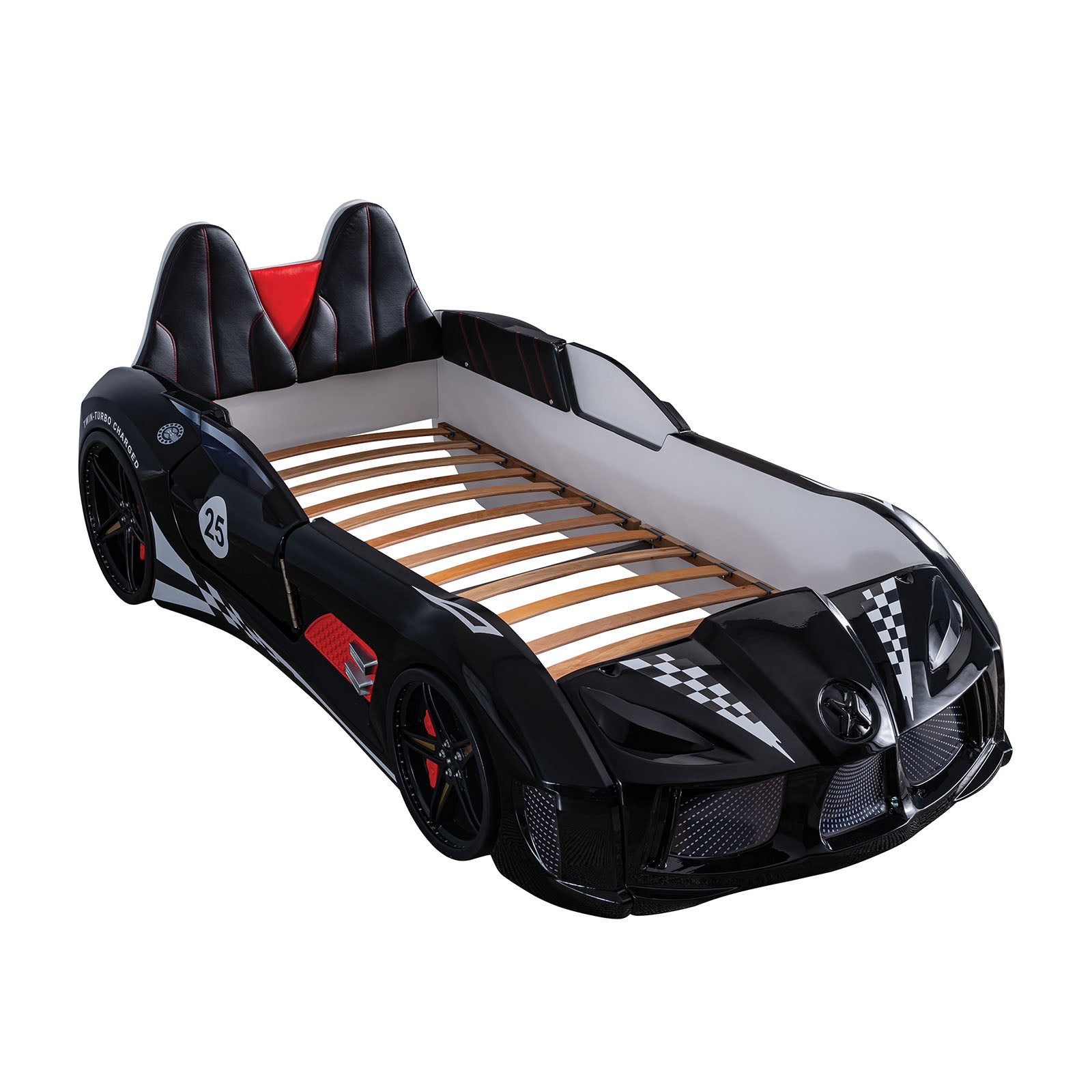 TRACKSTER - Twin Car Bed, Black - FOA7723BK-BED