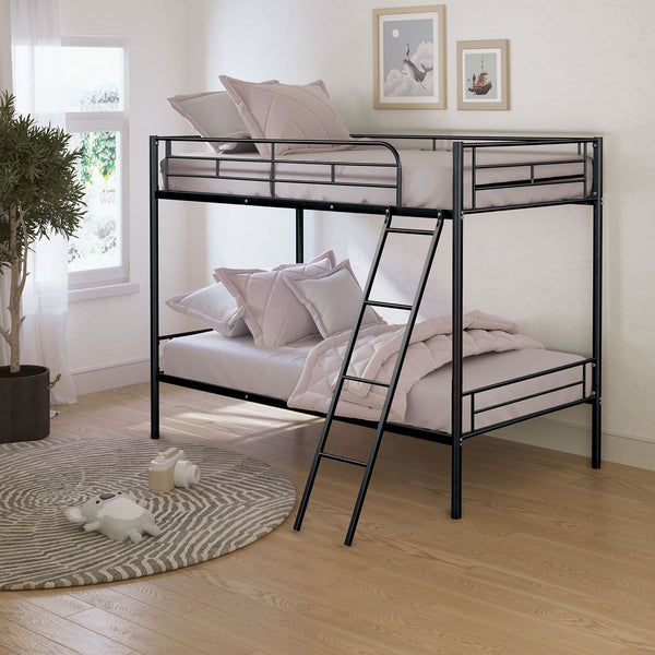 HECTOR - Twin/Twin Metal Bunk Bed (K/D), Black - FM-BK903BK-TT