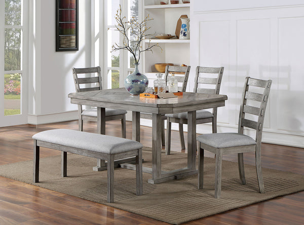 LAQUILA - 6 Pc. Dining Table Set w/ Bench - CM3542GY-T-6PC-BN