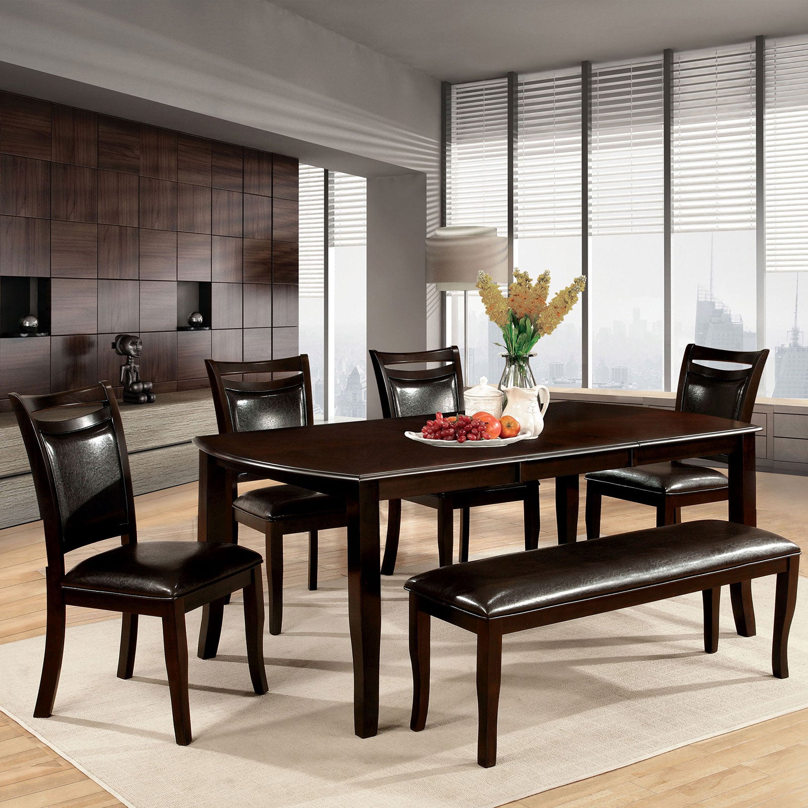 WOODSIDE - 6 Pc. Dining Table Set w/ Bench - CM3024T-6PC