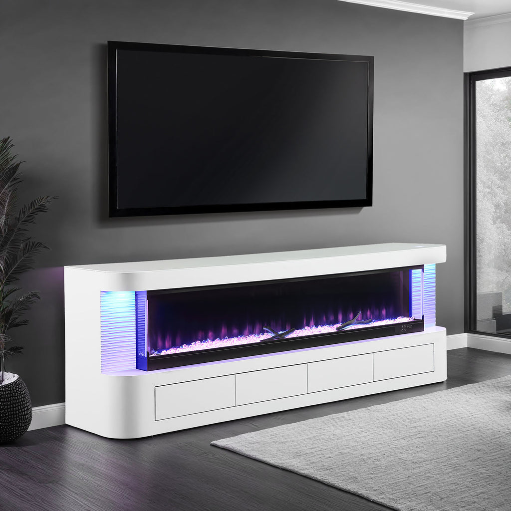 LUKEN - 71" TV Stand w/ Electric Fireplace - FM-AC8010WH-TV
