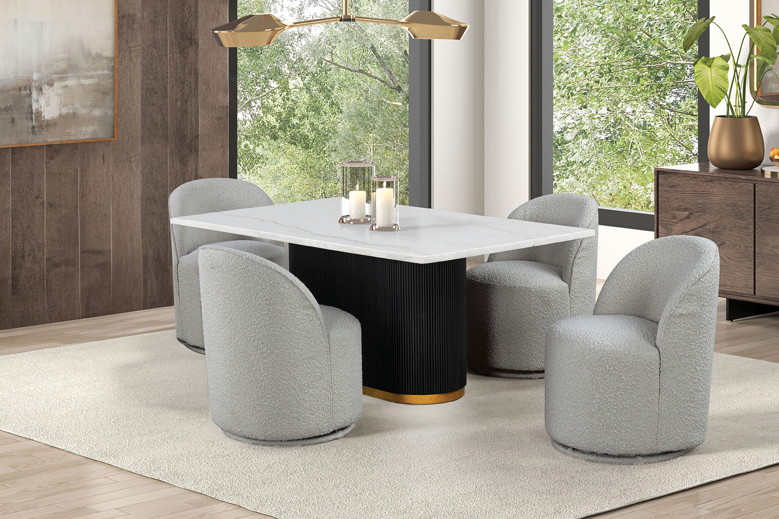 MORGES - 5 Pc. Dining Table Set - FM3432WH-T-5PC-01LG