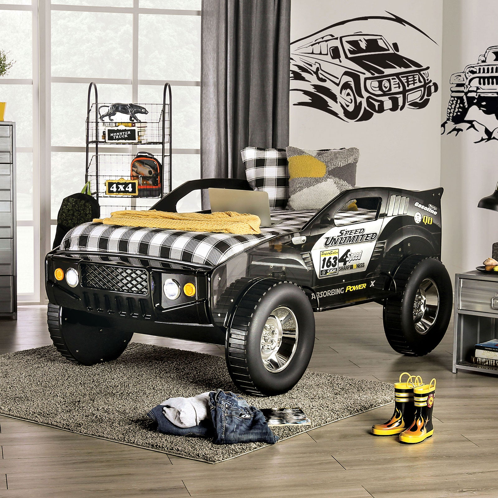 SPEED JUMP BLACK - Twin Bed - CM7641-BED