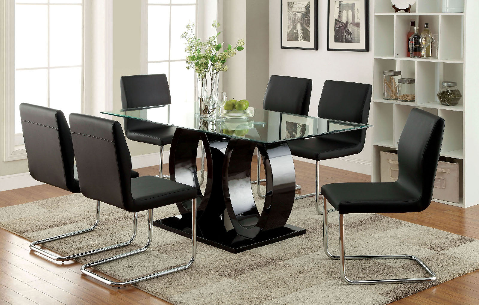 LODIA I - 7 Pc. Dining Table Set - CM3825BK-T-7PC