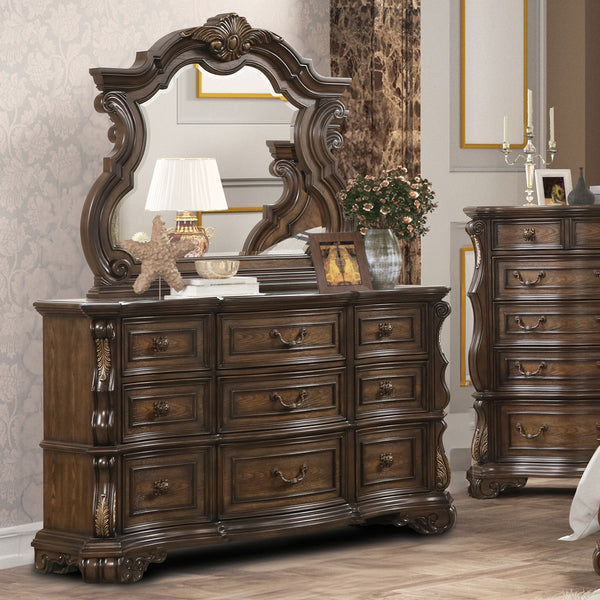 LEOVANNI - Dresser w/ Jewelry Tray, Dark Brown - FM70003DB-D