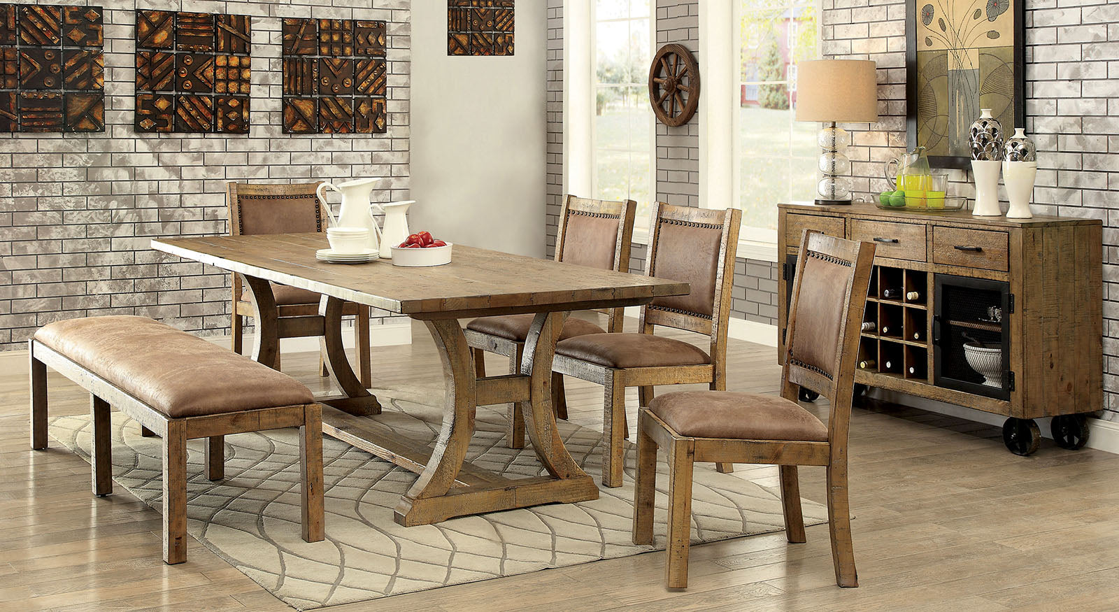 GIANNA - 6 Pc. Dining Table Set w/ Bench - CM3829T-77-6PC