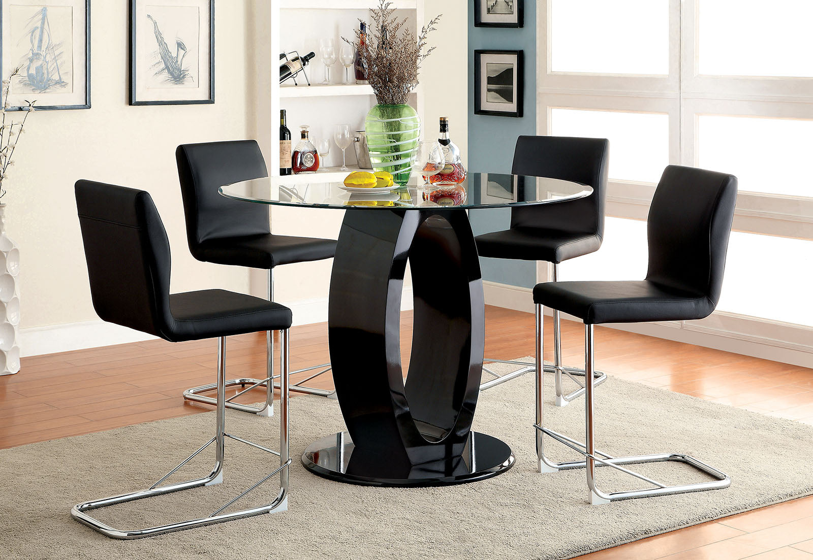 LODIA II - 5 Pc. Dining Table Set - CM3825BK-RPT-5PC