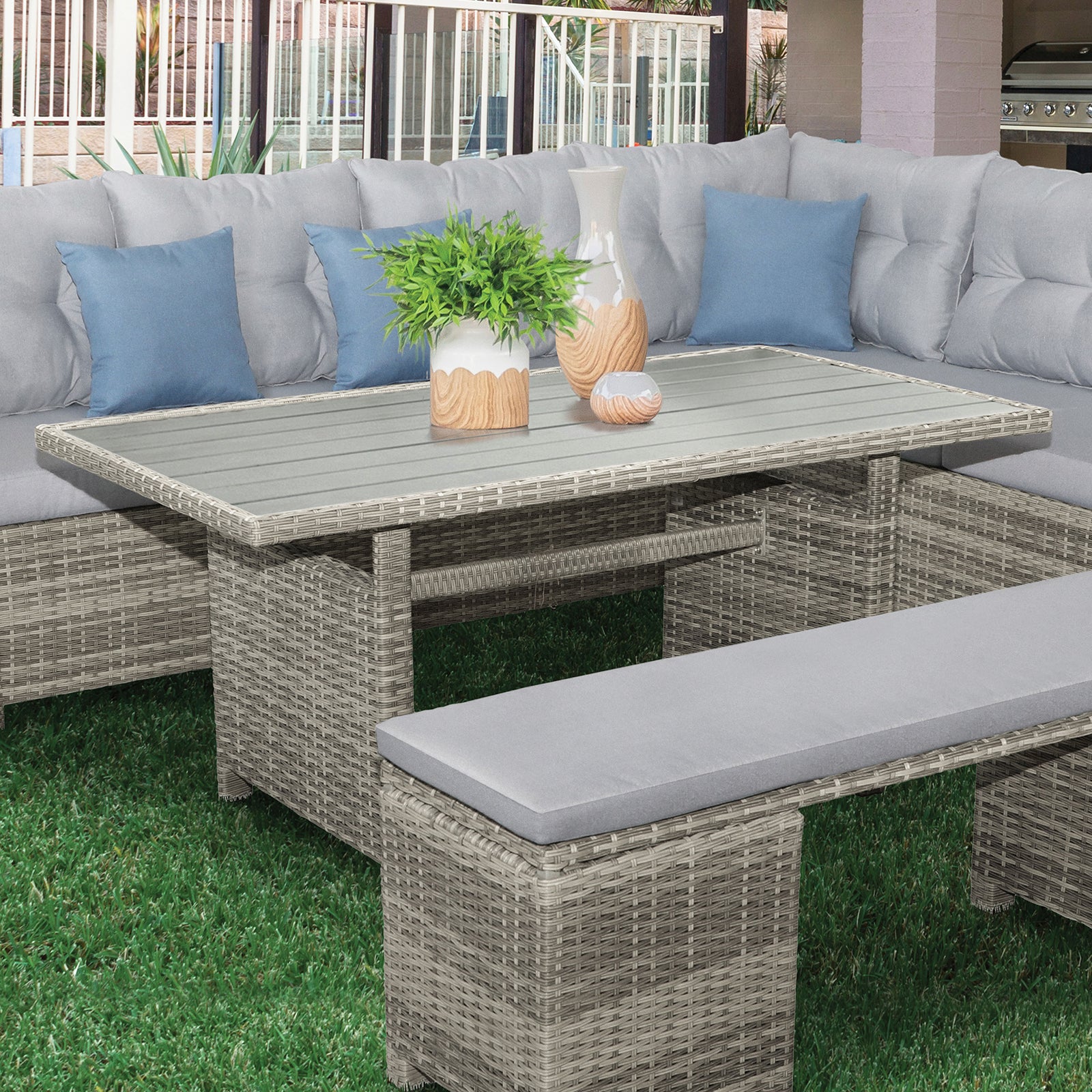MALIA - Patio Dining Table, Gray - GM-1001