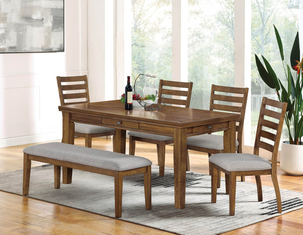 RAPIDVIEW - 6 Pc. Dining Table Set w/ Bench - CM3259WN-T-6PC-BN