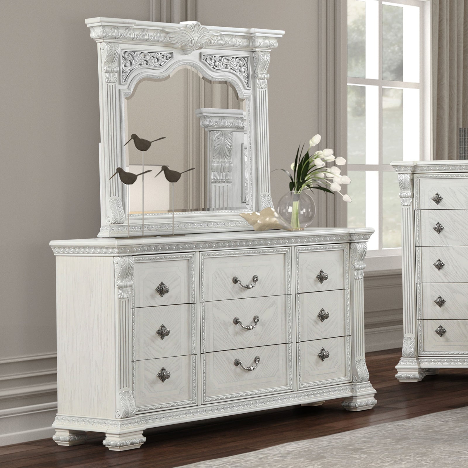 PROMENADE - Dresser w/Jewelry Box, Wire Brushed White - FM70001WH-D